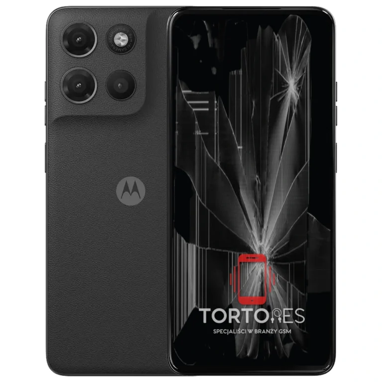 Motorola Moto G17 z ilustracją pękniętego wyświetlacza - wymiana zbitego wyświetlacza