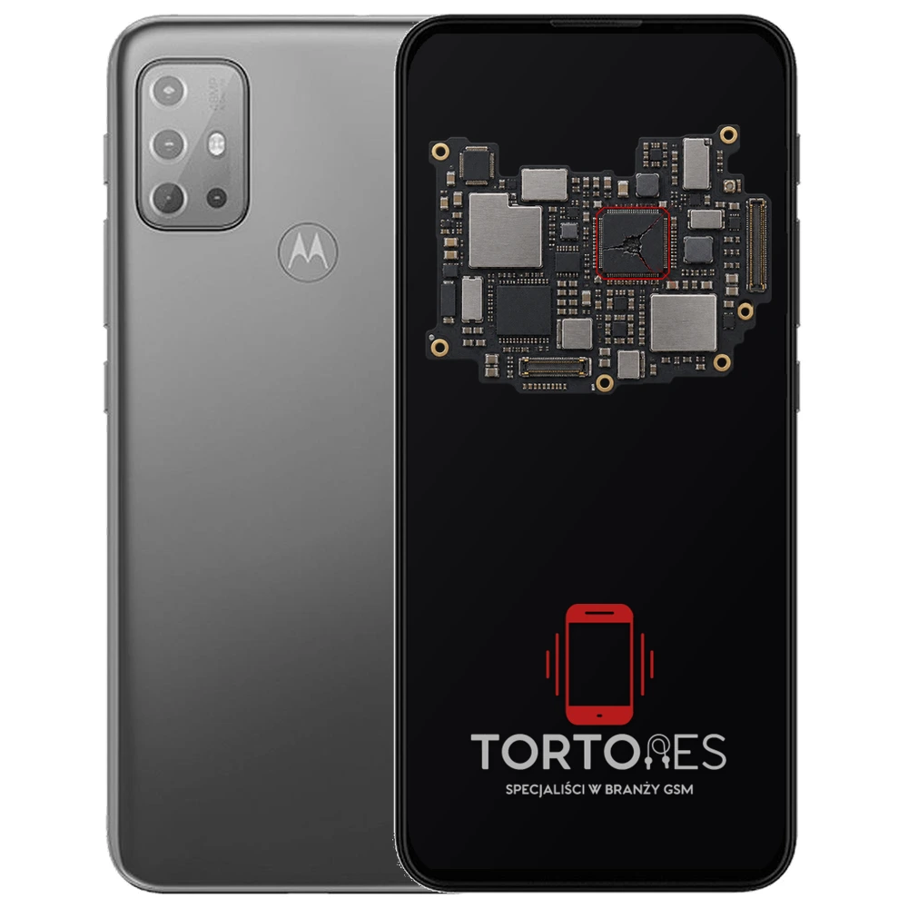Motorola Moto G20 z ilustracją płyty głównej - naprawa płyty głównej