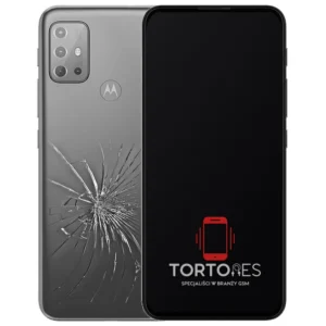 Motorola Moto G20 z ilustracją pękniętej tylnej klapki - wymiana zbitej klapki