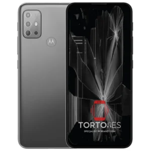 Motorola Moto G20 z ilustracją pękniętego wyświetlacza - wymiana zbitego wyświetlacza