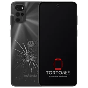 Motorola Moto G22 z ilustracją pękniętej tylnej klapki - wymiana zbitej klapki