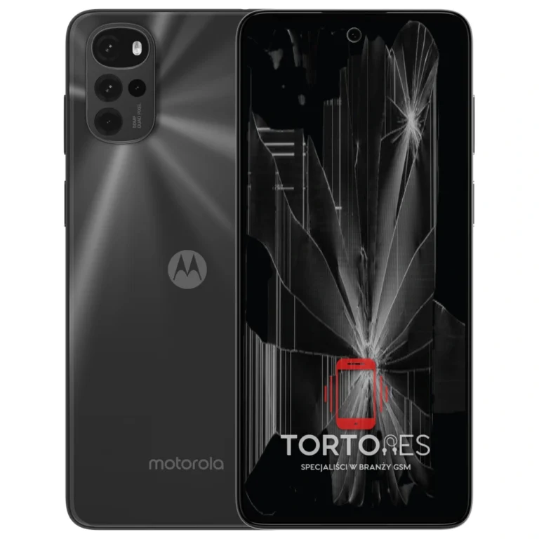 Motorola Moto G22 z ilustracją pękniętego wyświetlacza - wymiana zbitego wyświetlacza