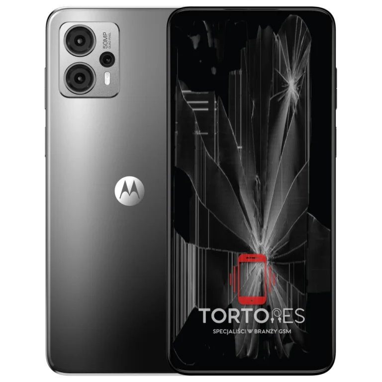 Motorola Moto G23 z ilustracją pękniętego wyświetlacza - wymiana zbitego wyświetlacza
