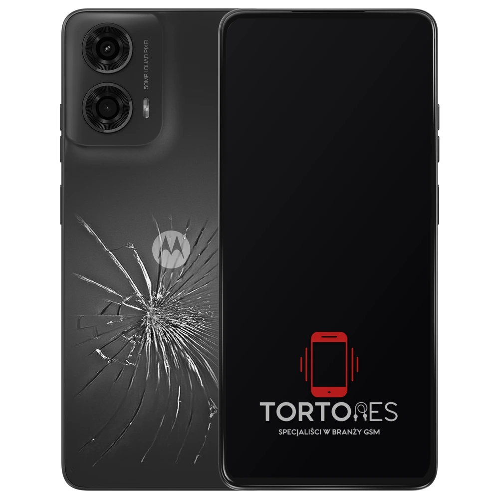Motorola Moto G24 z ilustracją pękniętej tylnej klapki - wymiana zbitej klapki
