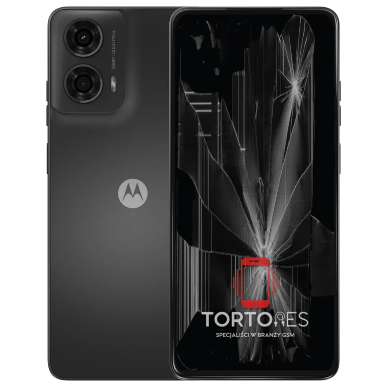 Motorola Moto G24 z ilustracją pękniętego wyświetlacza - wymiana zbitego wyświetlacza