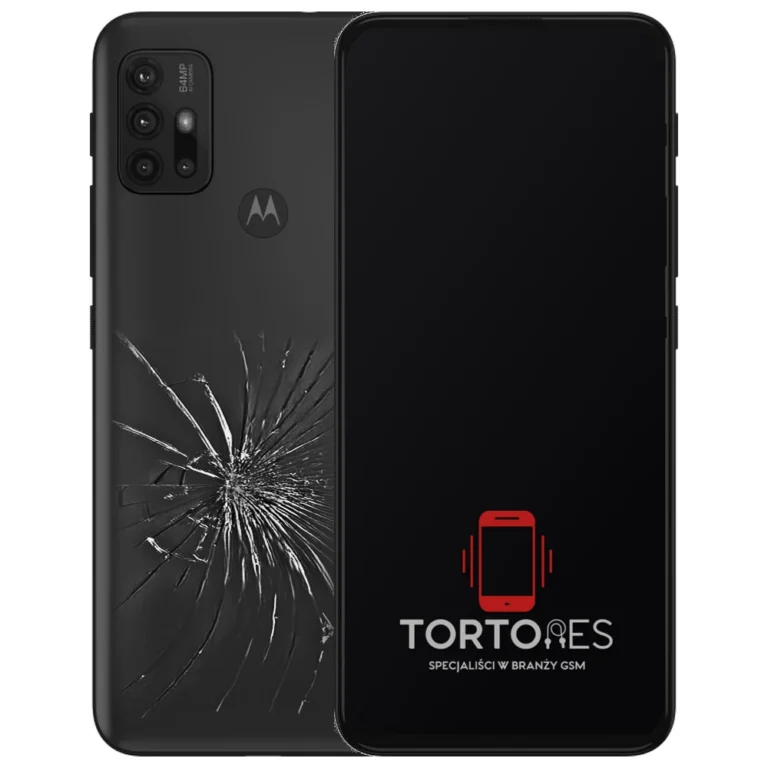 Motorola Moto G30 z ilustracją pękniętej tylnej klapki - wymiana zbitej klapki