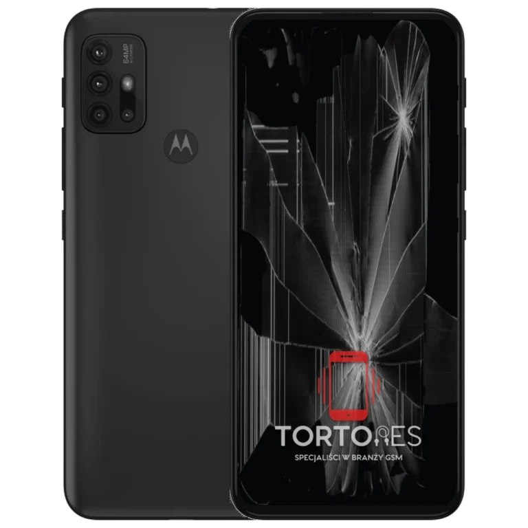 Motorola Moto G30 z ilustracją pękniętego wyświetlacza - wymiana zbitego wyświetlacza