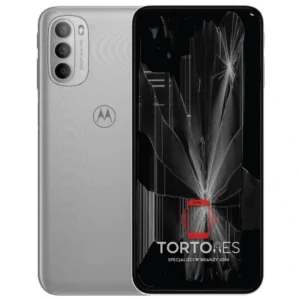 Motorola Moto G31 z ilustracją pękniętego wyświetlacza - wymiana zbitego wyświetlacza