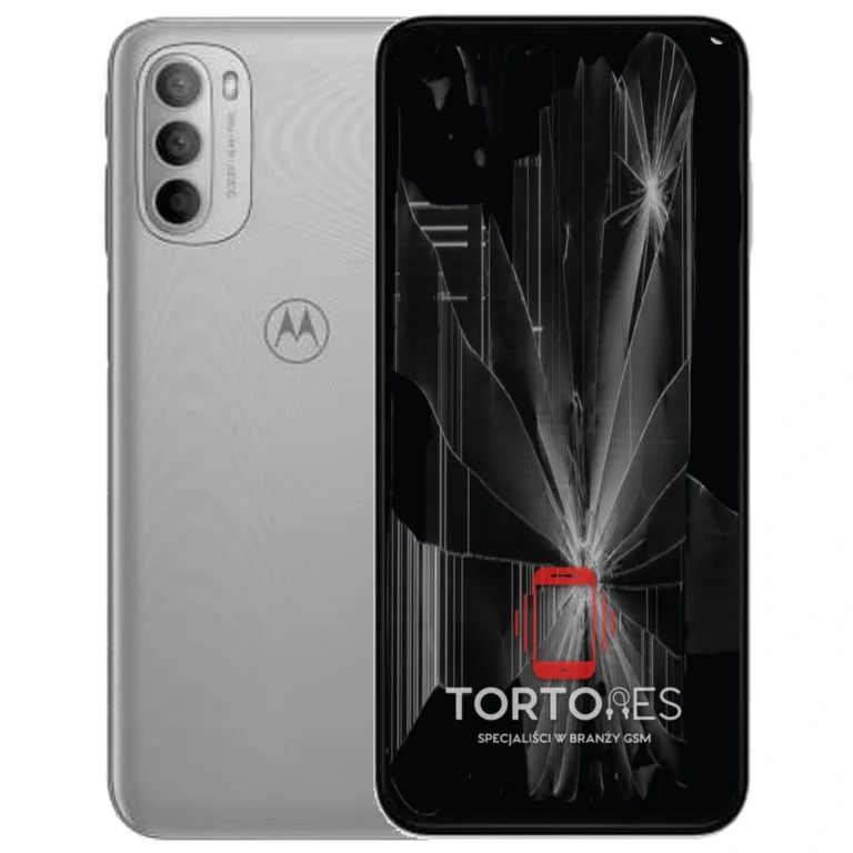Motorola Moto G31 z ilustracją pękniętego wyświetlacza - wymiana zbitego wyświetlacza