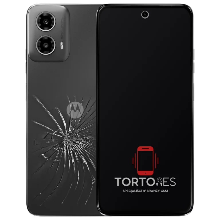 Motorola Moto G34 5G z ilustracją pękniętej tylnej klapki - wymiana zbitej klapki