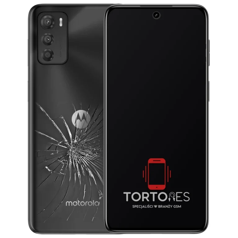 Motorola Moto G42 z ilustracją pękniętej tylnej klapki - wymiana zbitej klapki