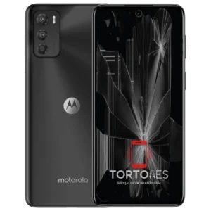 Motorola Moto G42 z ilustracją pękniętego wyświetlacza - wymiana zbitego wyświetlacza