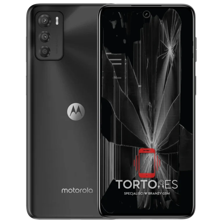 Motorola Moto G42 z ilustracją pękniętego wyświetlacza - wymiana zbitego wyświetlacza