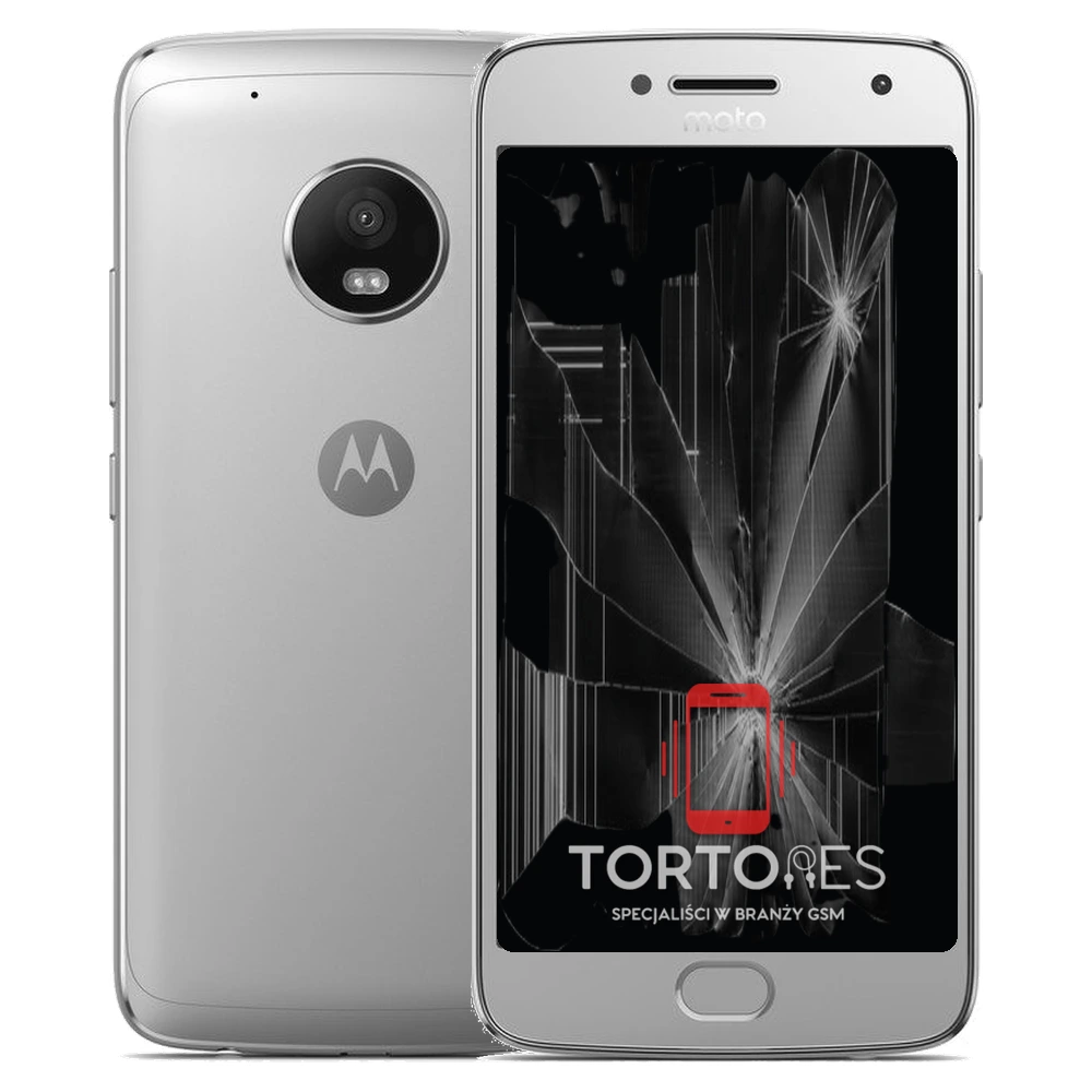 Motorola Moto G5 Plus z ilustracją pękniętego wyświetlacza - wymiana zbitego wyświetlacza