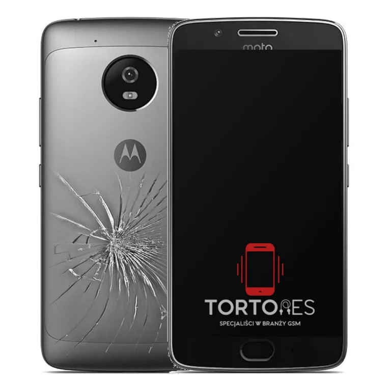 Motorola Moto G5 z ilustracją pękniętej tylnej klapki - wymiana zbitej klapki