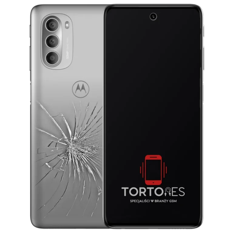 Motorola Moto G51 5G z ilustracją pękniętej tylnej klapki - wymiana zbitej klapki