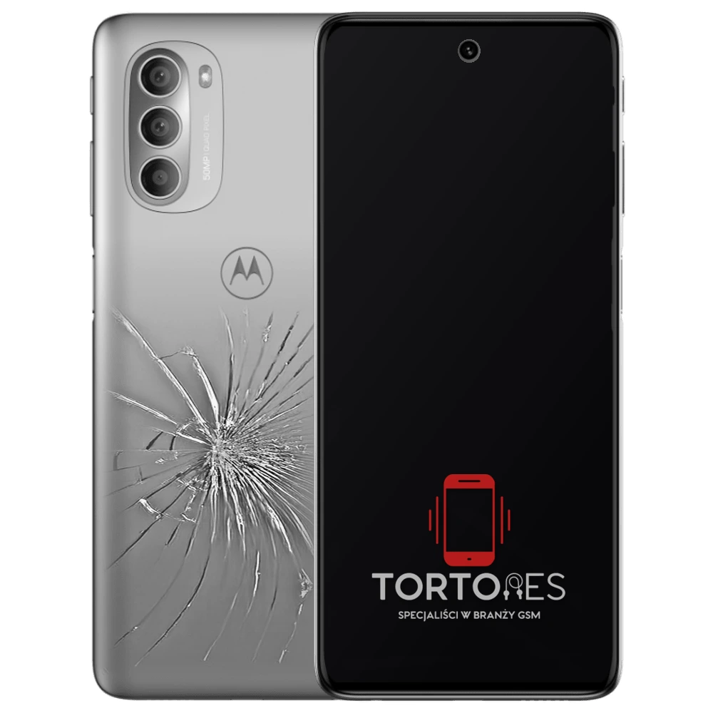 Motorola Moto G51 5G z ilustracją pękniętej tylnej klapki - wymiana zbitej klapki