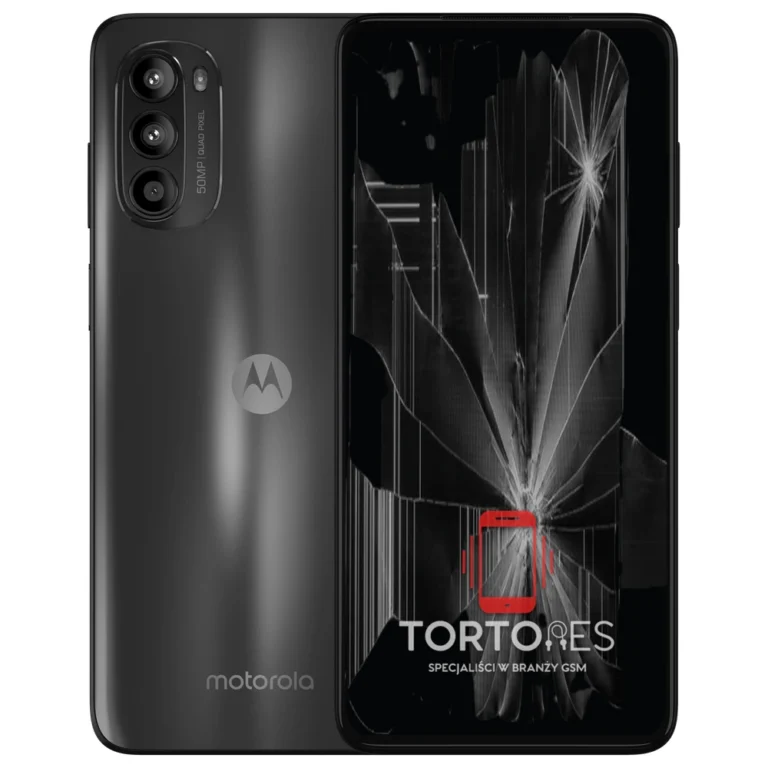 Motorola Moto G52 z ilustracją pękniętego wyświetlacza - wymiana zbitego wyświetlacza