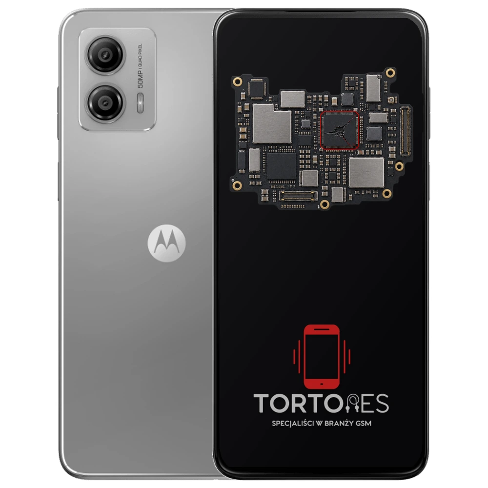 Motorola Moto G53 5G z ilustracją płyty głównej - naprawa płyty głównej