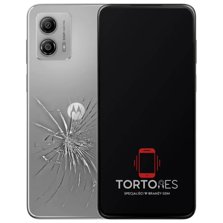 Motorola Moto G53 5G z ilustracją pękniętej tylnej klapki - wymiana zbitej klapki