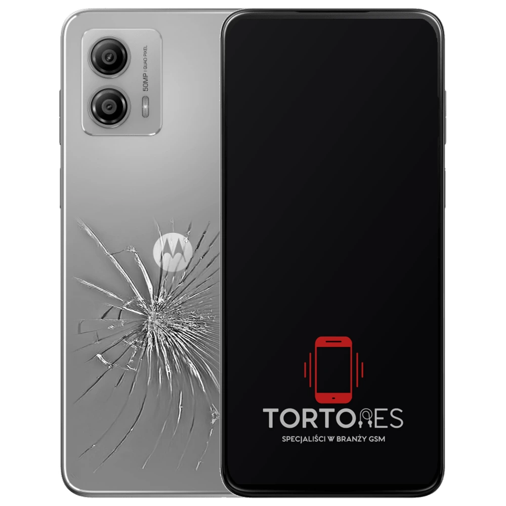 Motorola Moto G53 5G z ilustracją pękniętej tylnej klapki - wymiana zbitej klapki