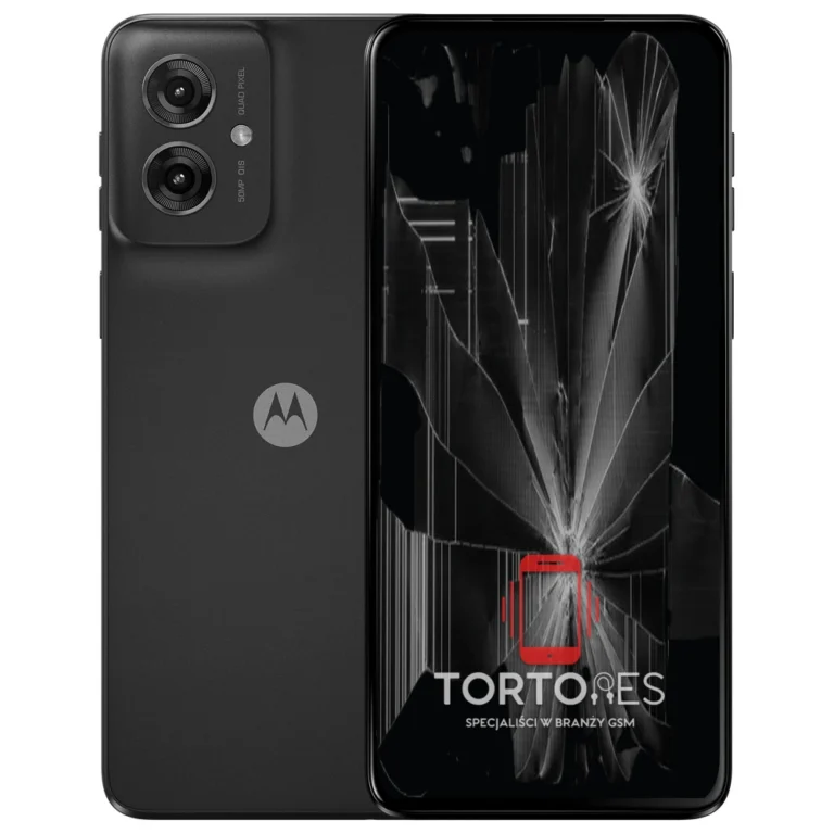 Motorola Moto G55 5G z ilustracją pękniętego wyświetlacza - wymiana zbitego wyświetlacza