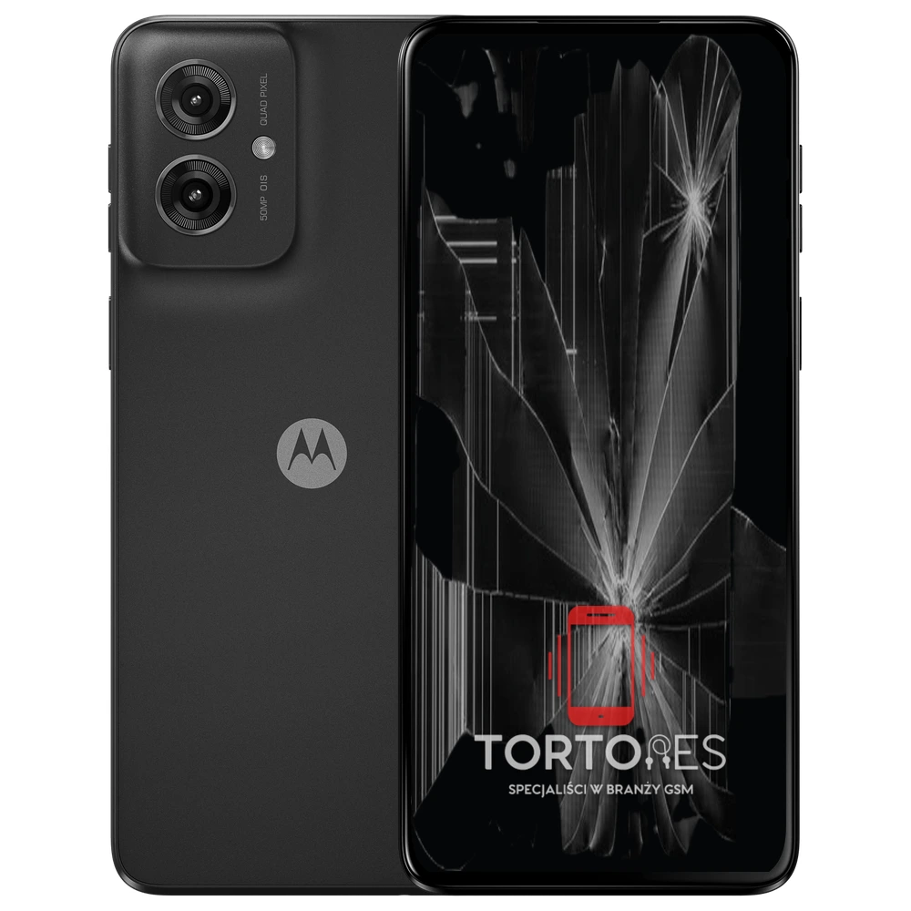 Motorola Moto G55 5G z ilustracją pękniętego wyświetlacza - wymiana zbitego wyświetlacza