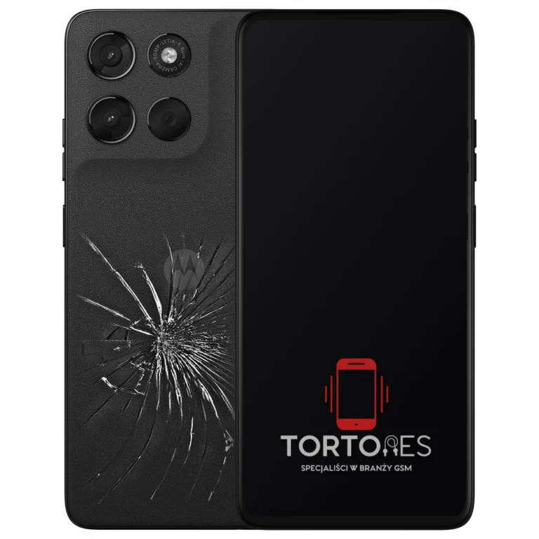 Motorola Moto G57 Power 5G z ilustracją pękniętej tylnej klapki - wymiana zbitej klapki