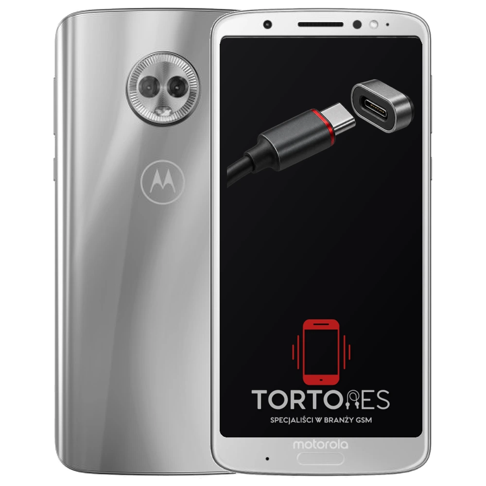 Motorola Moto G6 Plus z ilustracją złącza ładowania - naprawa złącza ładowania