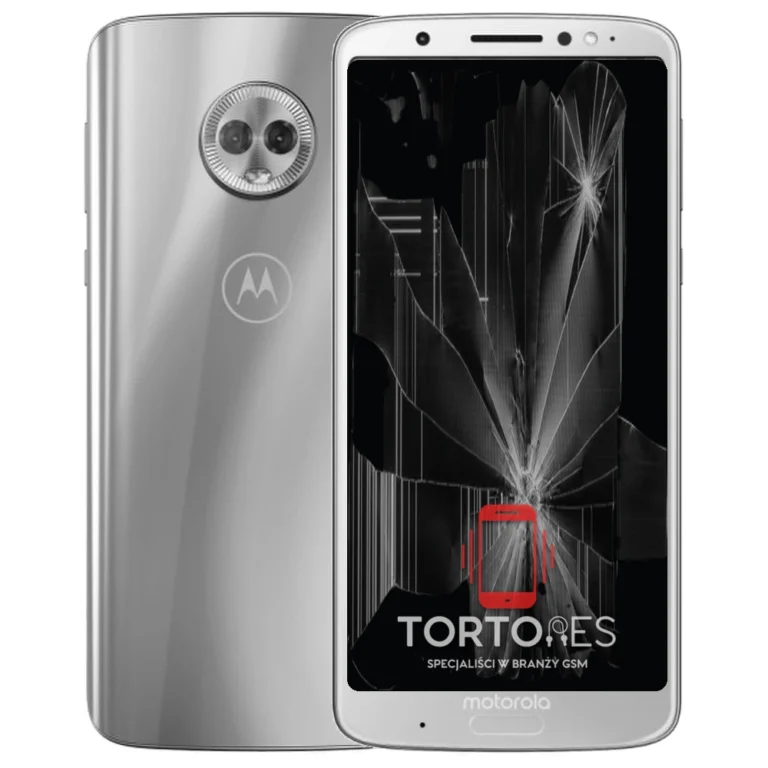 Motorola Moto G6 Plus z ilustracją pękniętego wyświetlacza - wymiana zbitego wyświetlacza