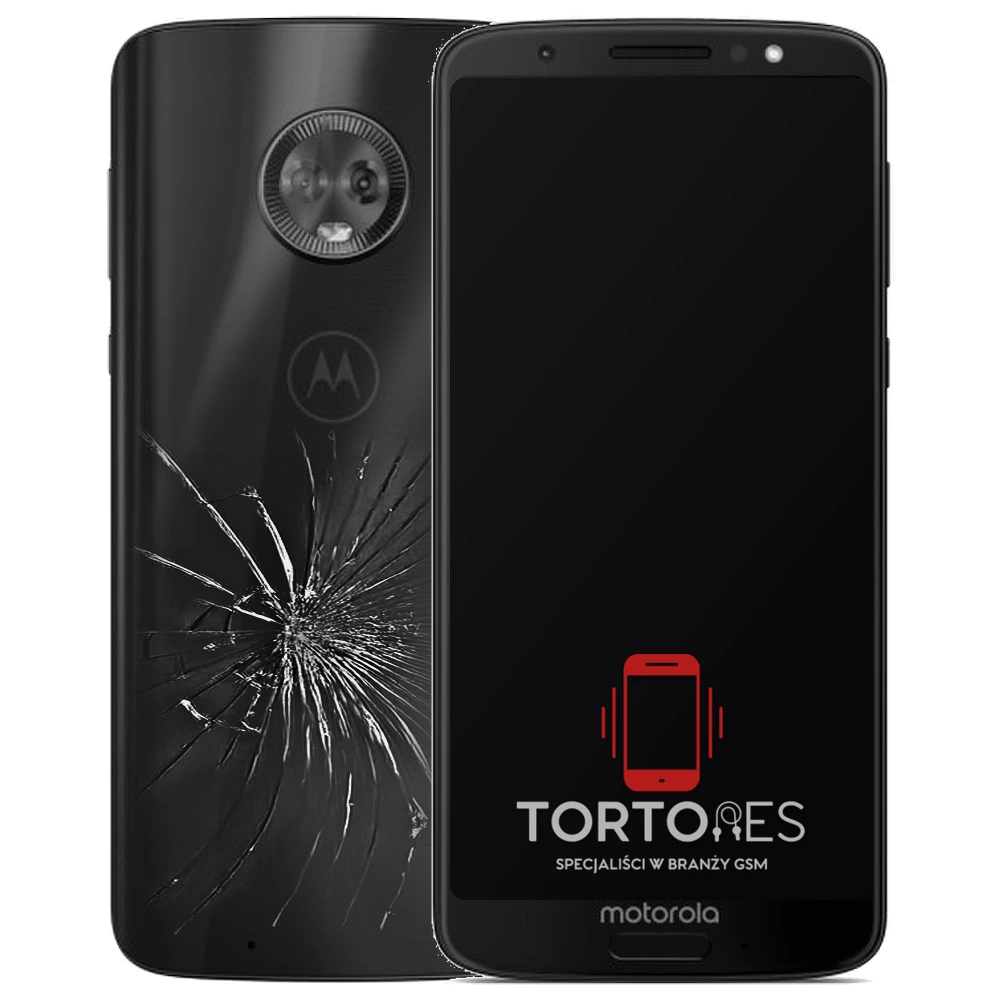 Motorola Moto G6 z ilustracją pękniętej tylnej klapki - wymiana zbitej klapki