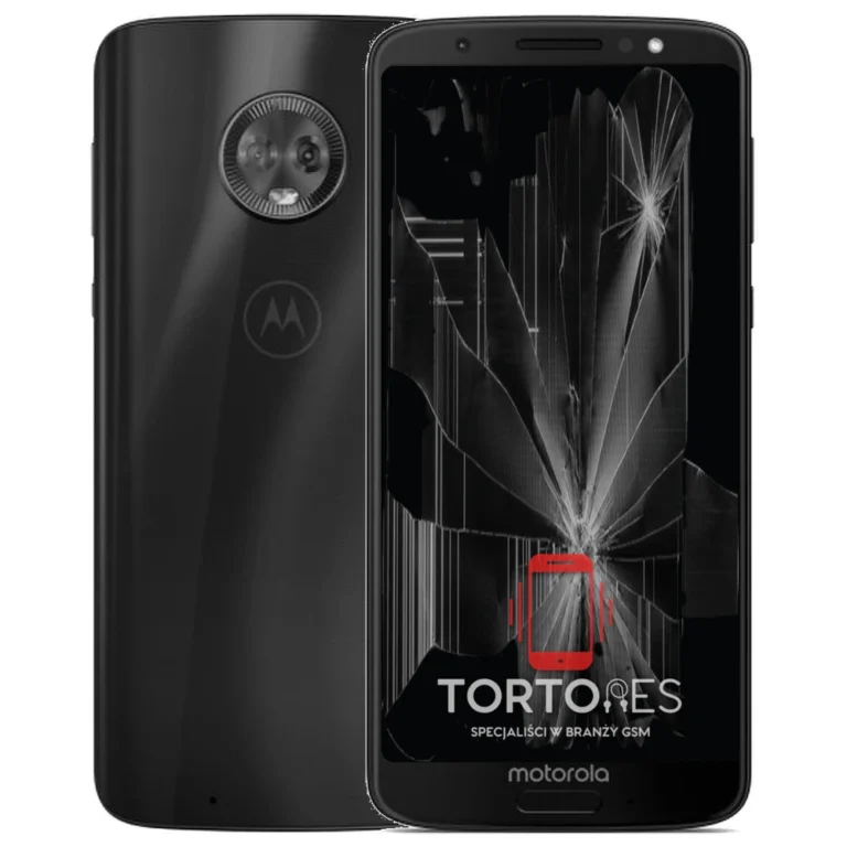 Motorola Moto G6 z ilustracją pękniętego wyświetlacza - wymiana zbitego wyświetlacza