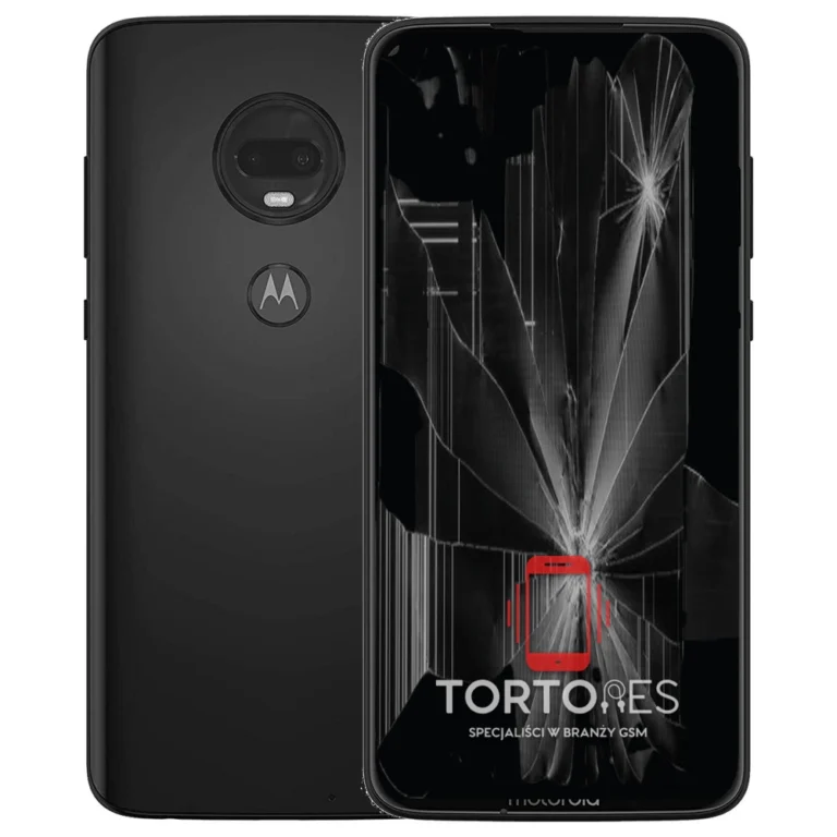 Motorola Moto G7 Plus z ilustracją pękniętego wyświetlacza - wymiana zbitego wyświetlacza