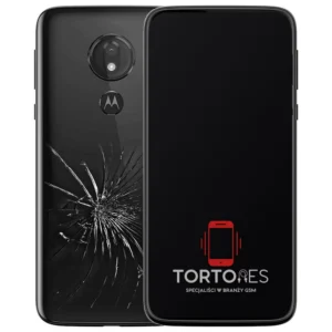 Motorola Moto G7 Power z ilustracją pękniętej tylnej klapki - wymiana zbitej klapki