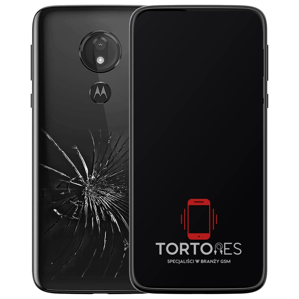 Motorola Moto G7 Power z ilustracją pękniętej tylnej klapki - wymiana zbitej klapki