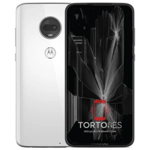 Motorola Moto G7 z ilustracją pękniętego wyświetlacza - wymiana zbitego wyświetlacza
