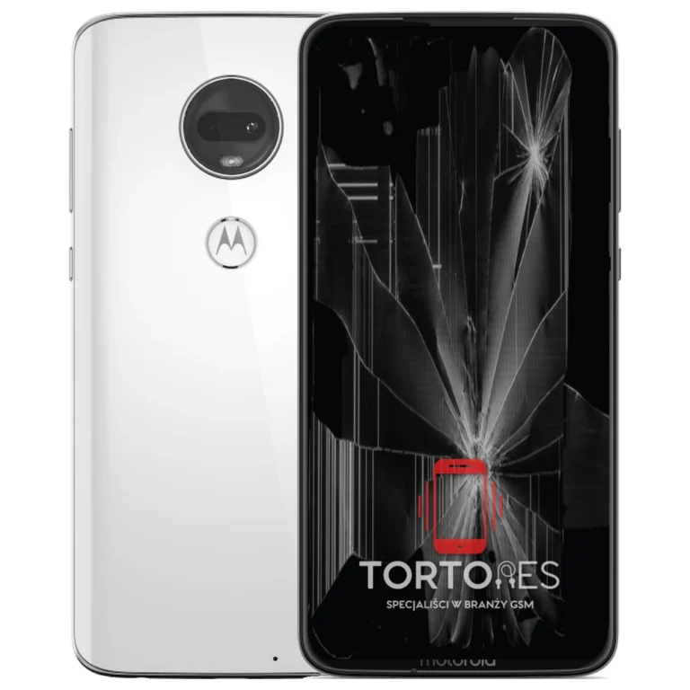 Motorola Moto G7 z ilustracją pękniętego wyświetlacza - wymiana zbitego wyświetlacza
