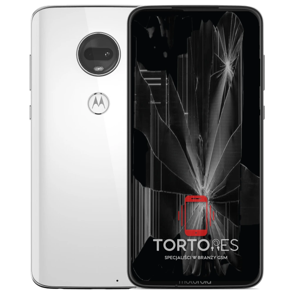 Motorola Moto G7 z ilustracją pękniętego wyświetlacza - wymiana zbitego wyświetlacza