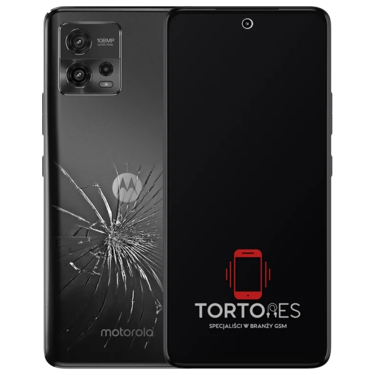 Motorola Moto G72 z ilustracją pękniętej tylnej klapki - wymiana zbitej klapki