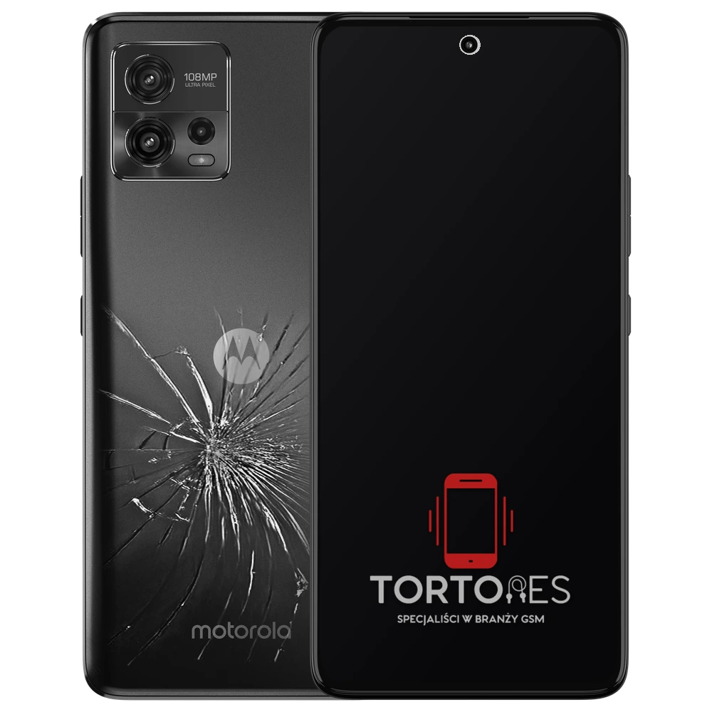 Motorola Moto G72 z ilustracją pękniętej tylnej klapki - wymiana zbitej klapki