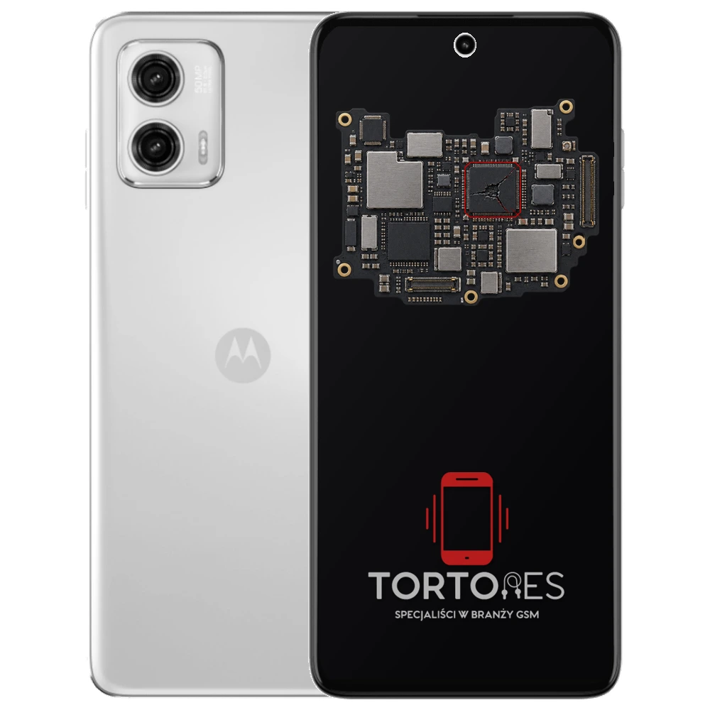 Motorola Moto G73 5G z ilustracją płyty głównej - naprawa płyty głównej