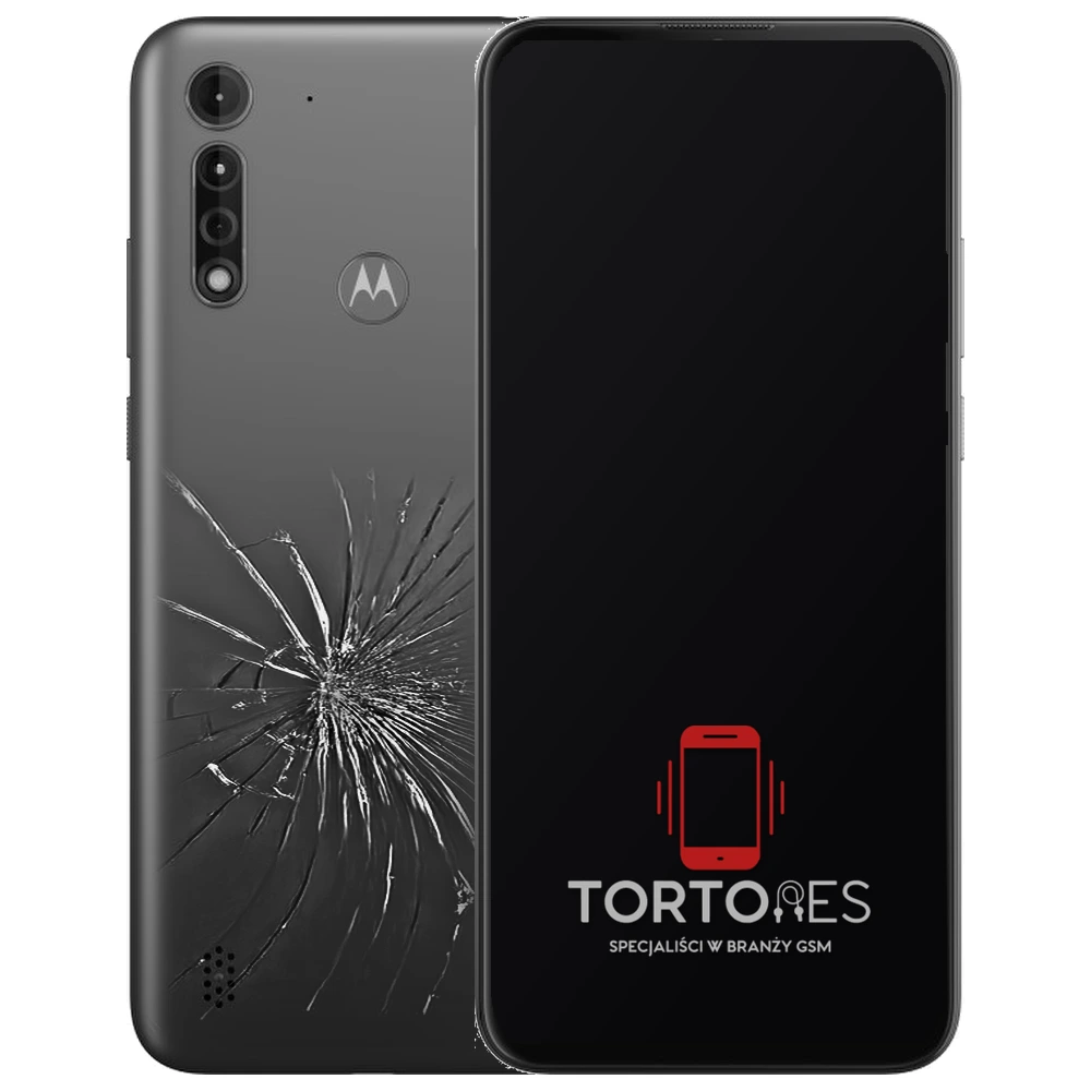 Motorola Moto G8 Power Lite z ilustracją pękniętej tylnej klapki - wymiana zbitej klapki