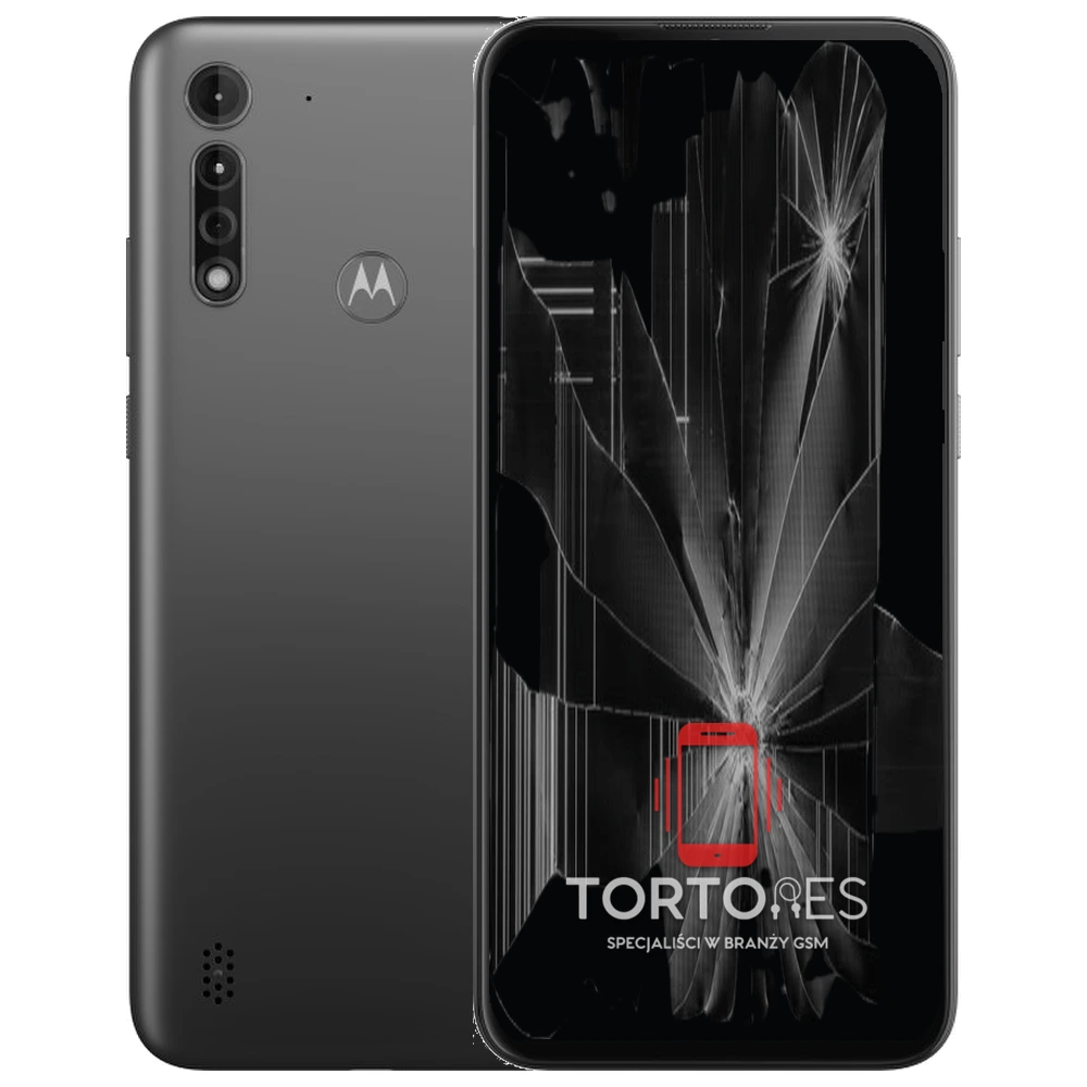 Motorola Moto G8 Power Lite z ilustracją pękniętego wyświetlacza - wymiana zbitego wyświetlacza