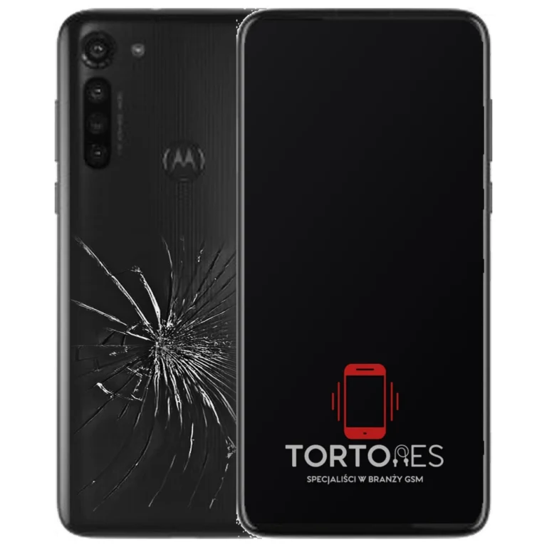 Motorola Moto G8 Power z ilustracją pękniętej tylnej klapki - wymiana zbitej klapki