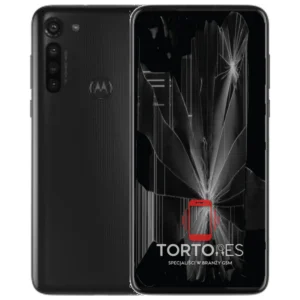 Motorola Moto G8 Power z ilustracją pękniętego wyświetlacza - wymiana zbitego wyświetlacza
