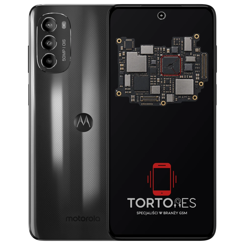 Motorola Moto G82 5G z ilustracją płyty głównej - naprawa płyty głównej