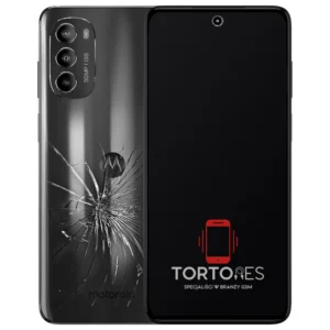 Motorola Moto G82 5G z ilustracją pękniętej tylnej klapki - wymiana zbitej klapki