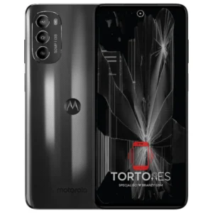 Motorola Moto G82 5G z ilustracją pękniętego wyświetlacza - wymiana zbitego wyświetlacza