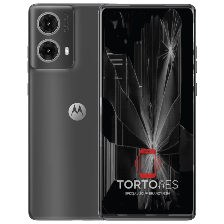 Motorola Moto G85 5G z ilustracją pękniętego wyświetlacza - wymiana zbitego wyświetlacza