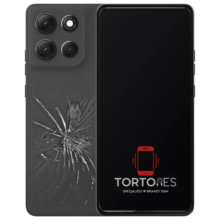 Motorola Moto G86 5G z ilustracją pękniętej tylnej klapki - wymiana zbitej klapki